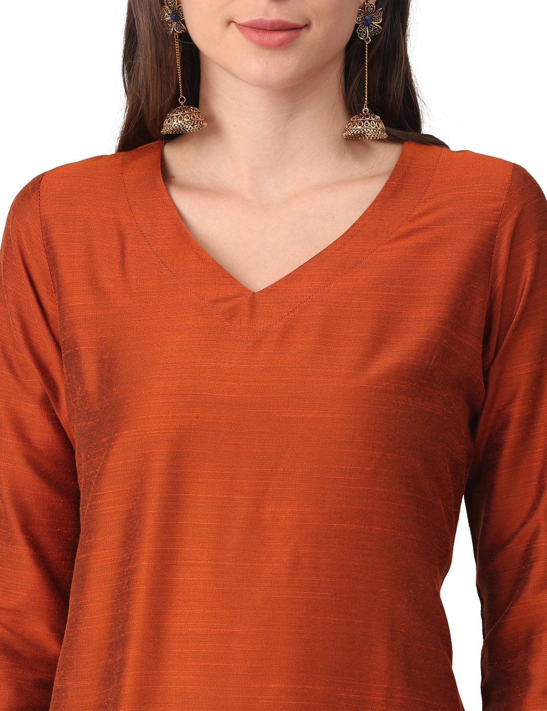 Elleora Rusty Orange Solid Kurta set